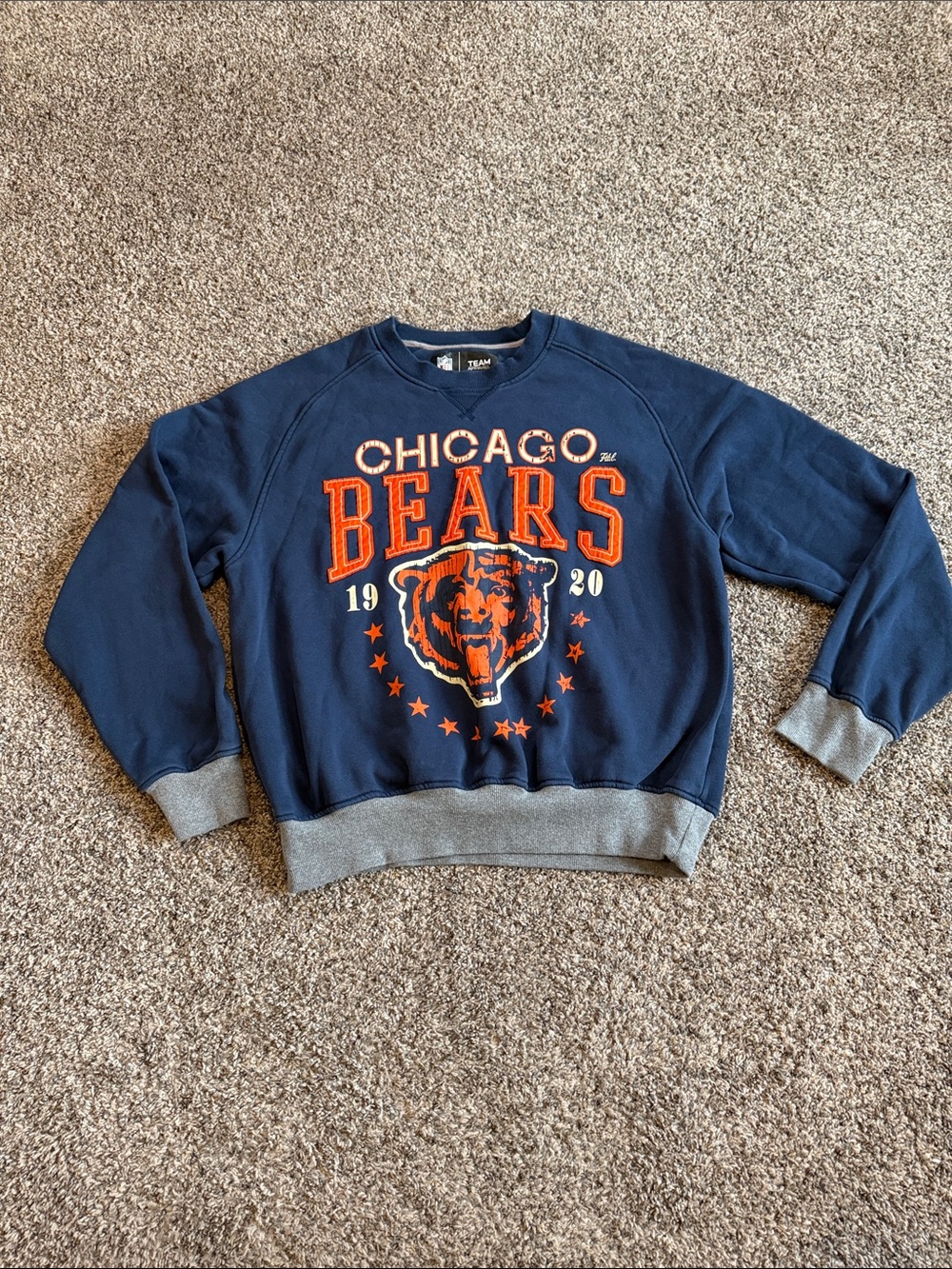 NFL Navy and Orange Chicago Bears Crewneck Sweatshirt with embroidered Bears XL